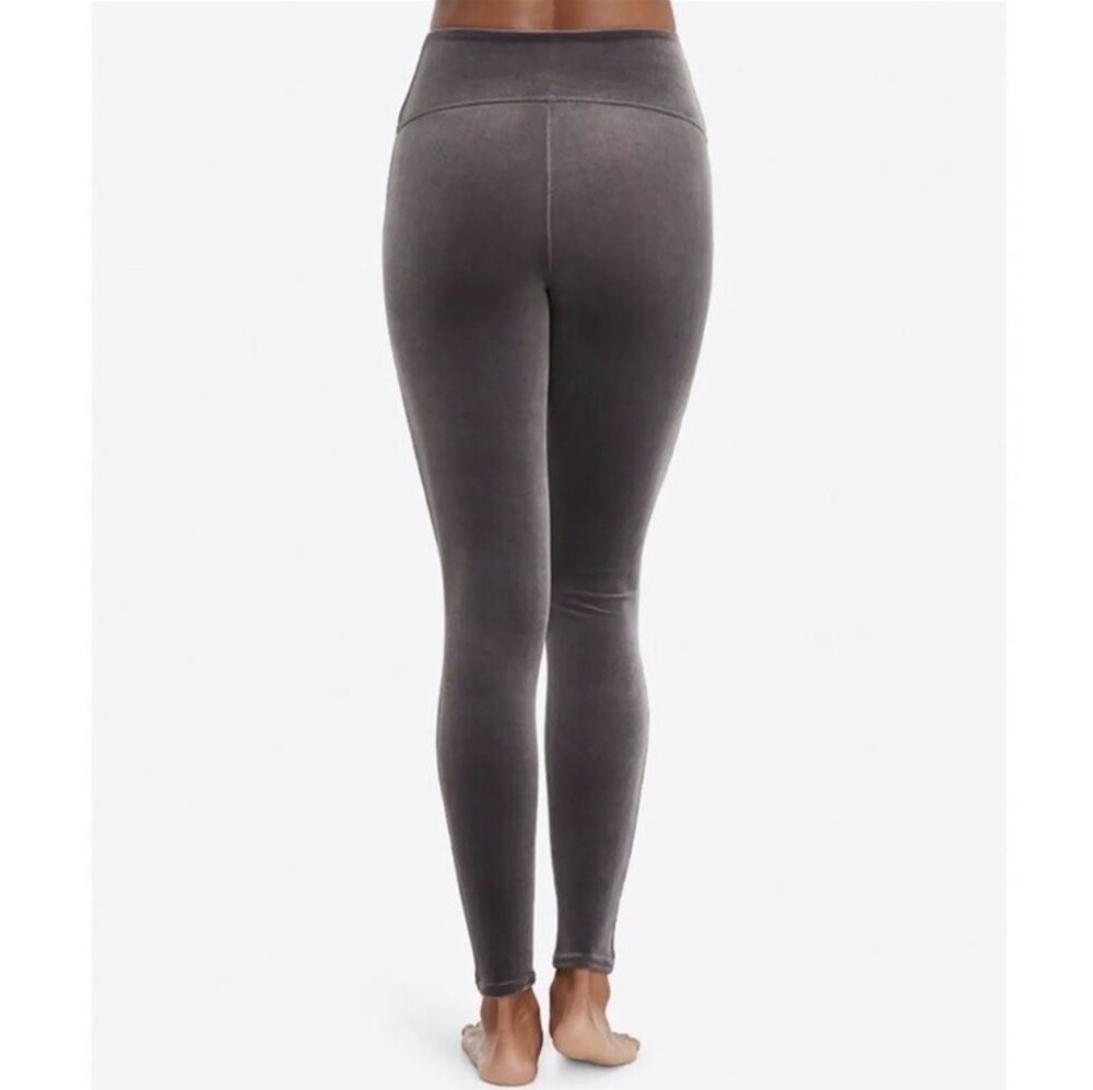 SPANX Leggings Womens 3XL Silver Chrome Velvet High Waist Stretch
